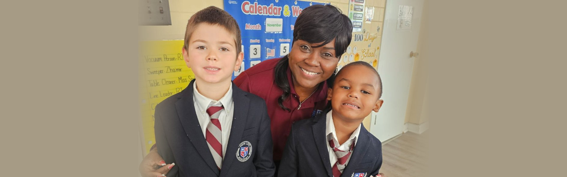 teacher and students smiling
